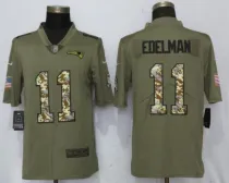 New Nike New England Patriots 11 Edelman Olive/Camo Carson 2018 Salute to Service Limited Jersey
