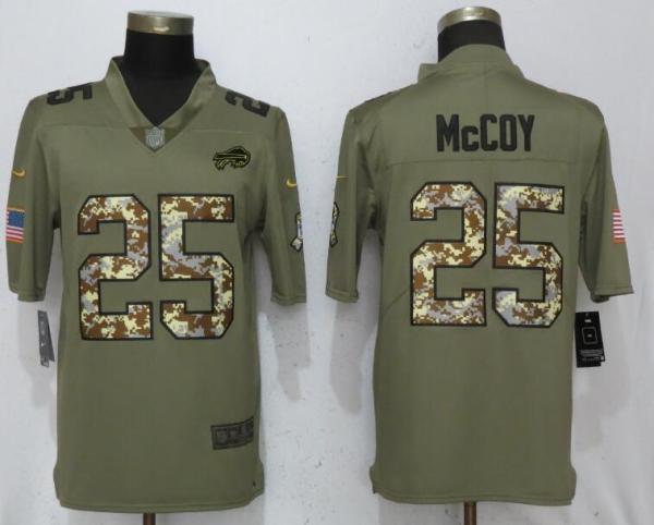 New Nike Buffalo Bills 25 McCoy Olive/Camo Carson 2018 Salute to Service Limited Jersey