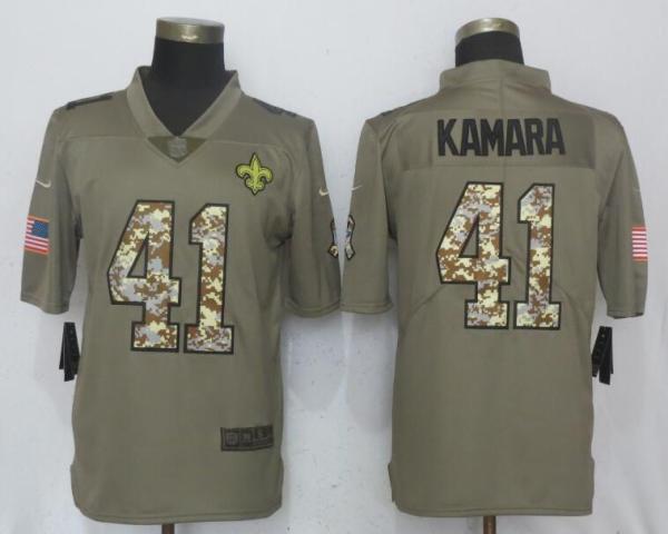 New Nike New Orleans Saints 41 Kamara Olive/Camo Carson 2018 Salute to Service Limited Jersey