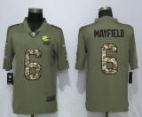 New Nike Cleveland Browns 6 Mayfield Olive/Camo Carson 2017 Salute to Service Limited Jersey