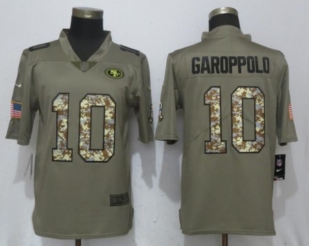 New Nike San Francisco 49ers 10 Jimmy Garoppolo Olive/Camo Carson 2018 Salute to Service Limited Jersey