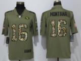 New Nike San Francisco 49ers 16 Montana Olive/Camo Carson 2018 Salute to Service Limited Jersey