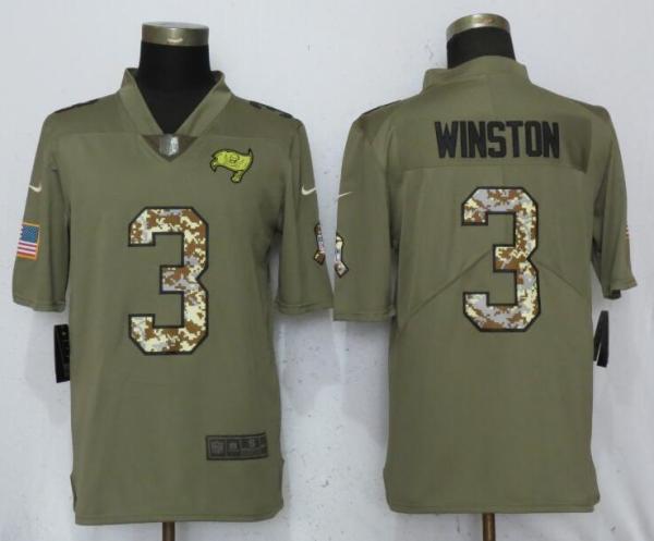 New Nike Tampa Bay Buccaneers 3 Winston Olive/Camo Carson 2018 Salute to Service Limited Jersey