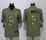 New Nike New Orleans Saints 9 Brees Olive/Camo Carson 2018 Salute to Service Limited Jersey