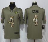 New Nike Oakland Raiders 4 Carr Olive/Camo Carson 2018 Salute to Service Limited Jersey