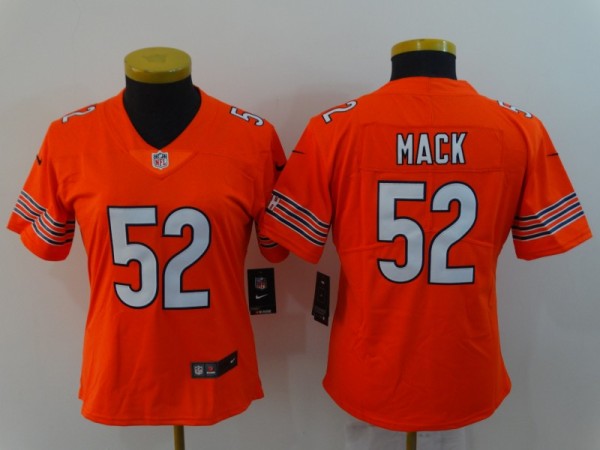 Women Nike Chicago Bears 52 Khalil Mack Orange Vapor Untouchable Limited Player Jersey