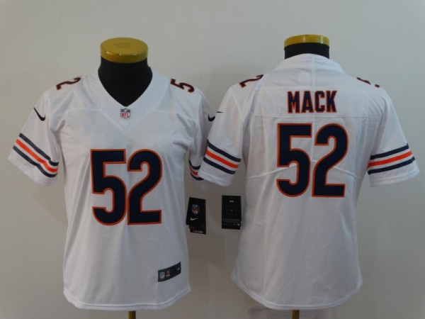 Women Nike Chicago Bears 52 Khalil Mack White Vapor Untouchable Limited Player Jersey