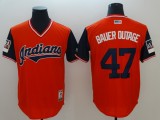 Men's Cleveland Indians Red #47 Bauer Outage Mejestic Red 2018 Players' Weekend Flex Base Jersey