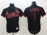 Men's St. Louis Cardinals #1 Ozzie Smith Black MLB Fashion Majestic Elite Jersey