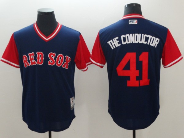 Men's Boston Red Sox #41 The Conductor Mejestic Blue 2018 Players' Weekend Flex Base Jersey