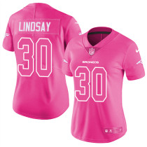 Women's Nike Denver Broncos #30 Phillip Lindsay Limited Pink Rush NFL Jersey