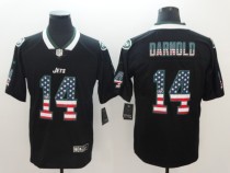 Nike 2018 New York Jets #14 Darnold USA Flag Fashion Black Color Rush Limited Jersey