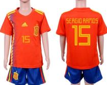 2016 Soccer Spain #15 Sergio Ramos Home Kids Jersey