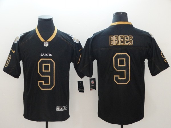 Nike 2018 New Orleans Saints 9 Brees Lights Out Black Color Rush Limited Jersey