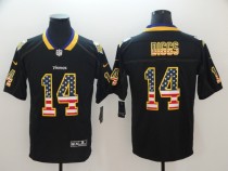 Nike 2018 Minnesota Vikings #14 Diggs USA Flag Fashion Black Color Rush Limited Jersey