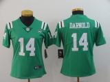 Women NFL New York Jets 14 Darnold Light Green Vapor Limited Jersey