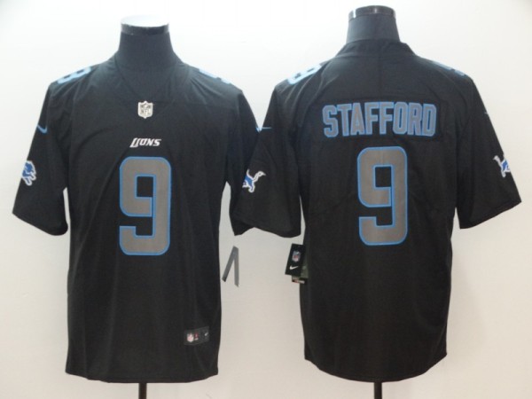 Nike 2018 Detriot Lions #9 Stafford Fashion Impact Black Color Rush Limited Jersey