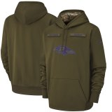 Men's Nike Baltimore Ravens Olive Salute to Service Sideline Therma Performance Pullover Hoodie