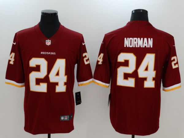 Mens Washington Redskins #24 Norman Red Yellow Number Vapor Untouchable Limited Jersey