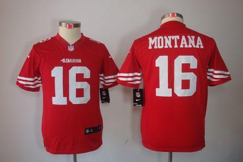 Nike San Francisco 49ers #16 Montana Red Alternate Kids Jersey