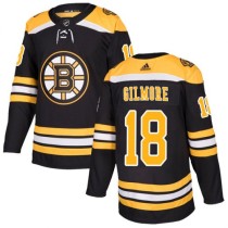 Adidas NHL Boston Bruins #18 Gilmore Black With Yellow Number Hockey jersey