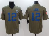 New Nike Indianapolis Colts 12 Luck Olive Salute To Service Limited Jersey