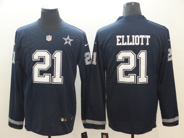 Men's Dallas Cowboys #21 Elliott Teams Nike Therma Long Sleeve Jersey