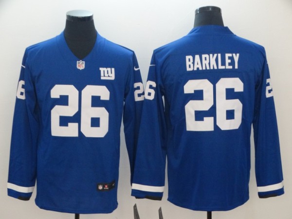 Men's  New York Giants 26 Barkley Teams Nike Therma Long Sleeve Jersey