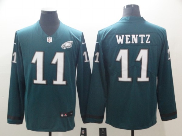 Men's  Philadelphia Eagles #11 Wentz Teams Nike Therma Long Sleeve Jersey