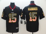 Nike 2018 Kansas City Chiefs #15 Mahomes II USA Flag Fashion Black Color Rush Limited Jersey