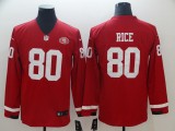 Men's San Francisco 49ers #80 Rice Teams Nike Therma Long Sleeve Jersey