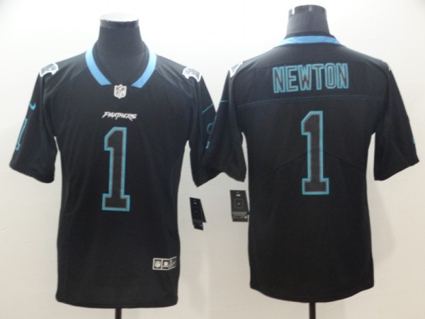 NFL 2018 Carolina Panthers #1 Newton Lights Out Black Color Rush Limited Jersey