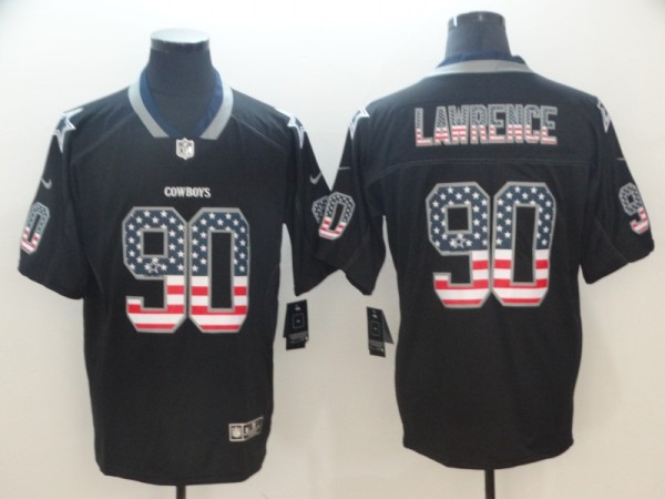 Nike 2018 Dallas Cowboys #90 Lawrence USA Flag Fashion Black Color Rush Limited Jersey