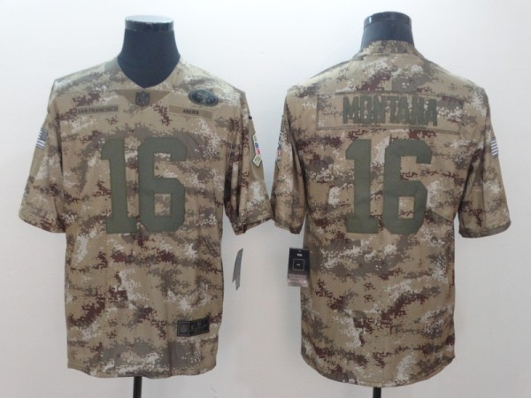 Nike San Francisco 49ers 16 Montana Camo Salute to Service Retired Player Limited Jersey