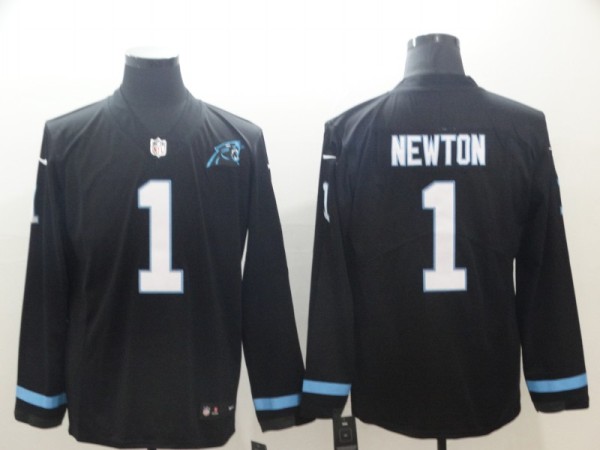 Men's Carolina Panthers #1 Newton Teams Nike Therma Long Sleeve Jersey