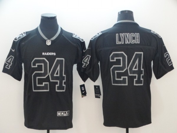 NFL 2018 Oakland Raiders #24 Lynch Lights Out Black Color Rush Limited Jersey