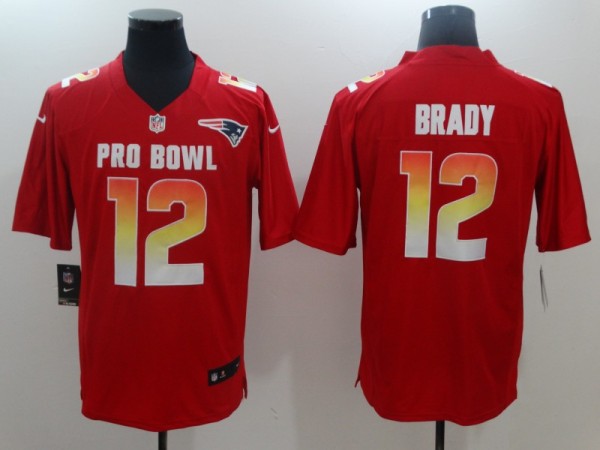 Men's AFC New England Patriots #12 Tom Brady Red 2019 Pro Bowl NFL Game Jersey