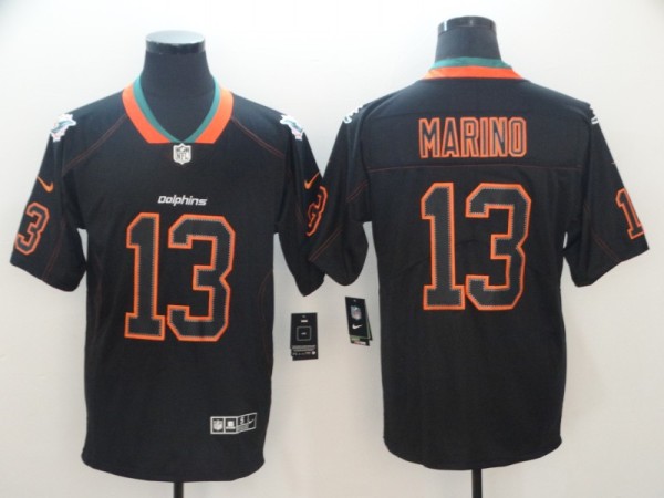 Nike 2018 Miami Dolphins #13 Marino Lights Out Black Color Rush Limited Jersey