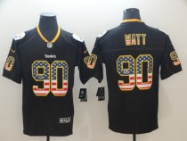 Nike 2018 Pittsburgh Steelers # 90 Watt USA Flag Fashion Black Color Rush Limited Jersey