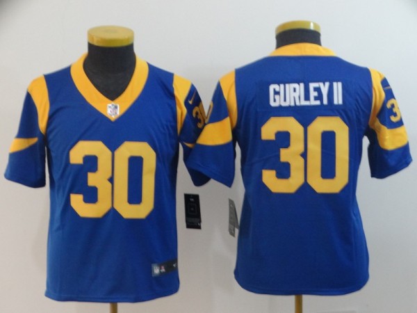 Youth Los Angeles Rams #30 Gurley II Blue Vapor Untouchable Limited NFL Jersey