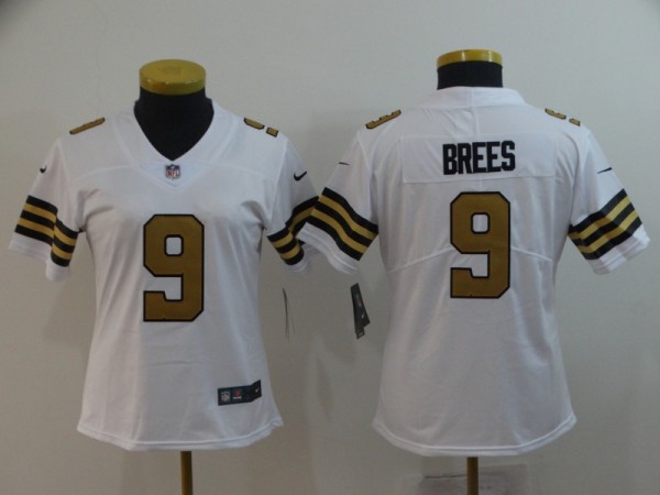 Women NFL New Orleans Saints #9 Brees White Color Rush Limited NFL Jersey