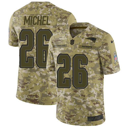 Men's Nike New England Patriots #26 Sony Michel Salute To Service Jersey