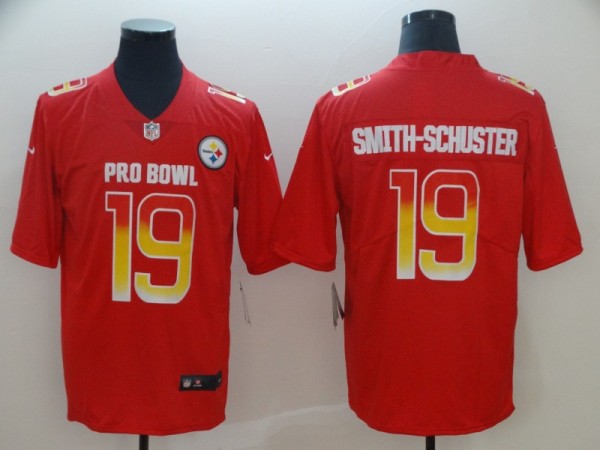 Men's AFC Pittsburgh Steelers #19 Smith-schuster Red 2019 Pro Bowl NFL Game Jersey