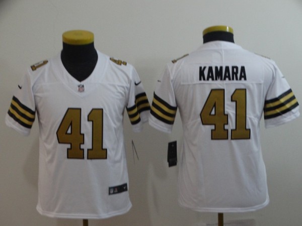 Youth NFL New Orleans Saints 41 Kamara White Color Rush Limited NFL Jersey