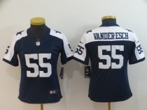 Women Cowboys 55 Leighton Vander Esch Thanksgiving Blue Vapor Untouchable Limited Jersey