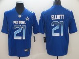 Men's NFC Dallas Cowboys #21 Ezekiel Elliott Royal 2019 Pro Bowl NFL Game Jersey