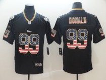 Nike 2018 Los Angeles Rams #99 Donald USA Flag Fashion Black Color Rush Limited Jersey