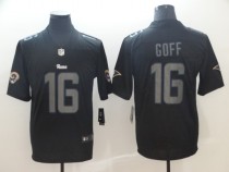 Nike 2018 Los Angeles Rams #16 Jared Goff Fashion Impact Black Color Rush Limited Jersey