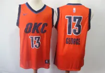 NBA Thunder 13 Paul George Orange Earned Edition Nike Men Jersey