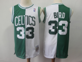 NBA Celtics 33 Larry Bird Green White Split 1985-86 Hardwood Classics Men Jersey